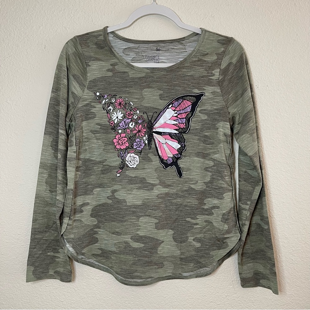 SO long sleeve graphic tee top size XL 14/16